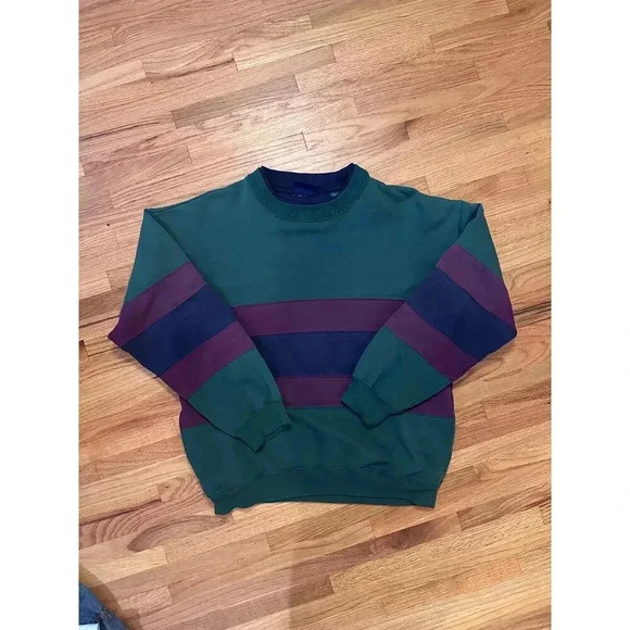 VINTAGE x  CLAYBROOKE SPORT Stripe Color block Sweatshirt 90s l Size M - Picture 9 of 9